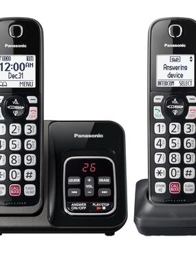 Panasonic Black Cordless Phone Trio with Gold-Tone Keypads